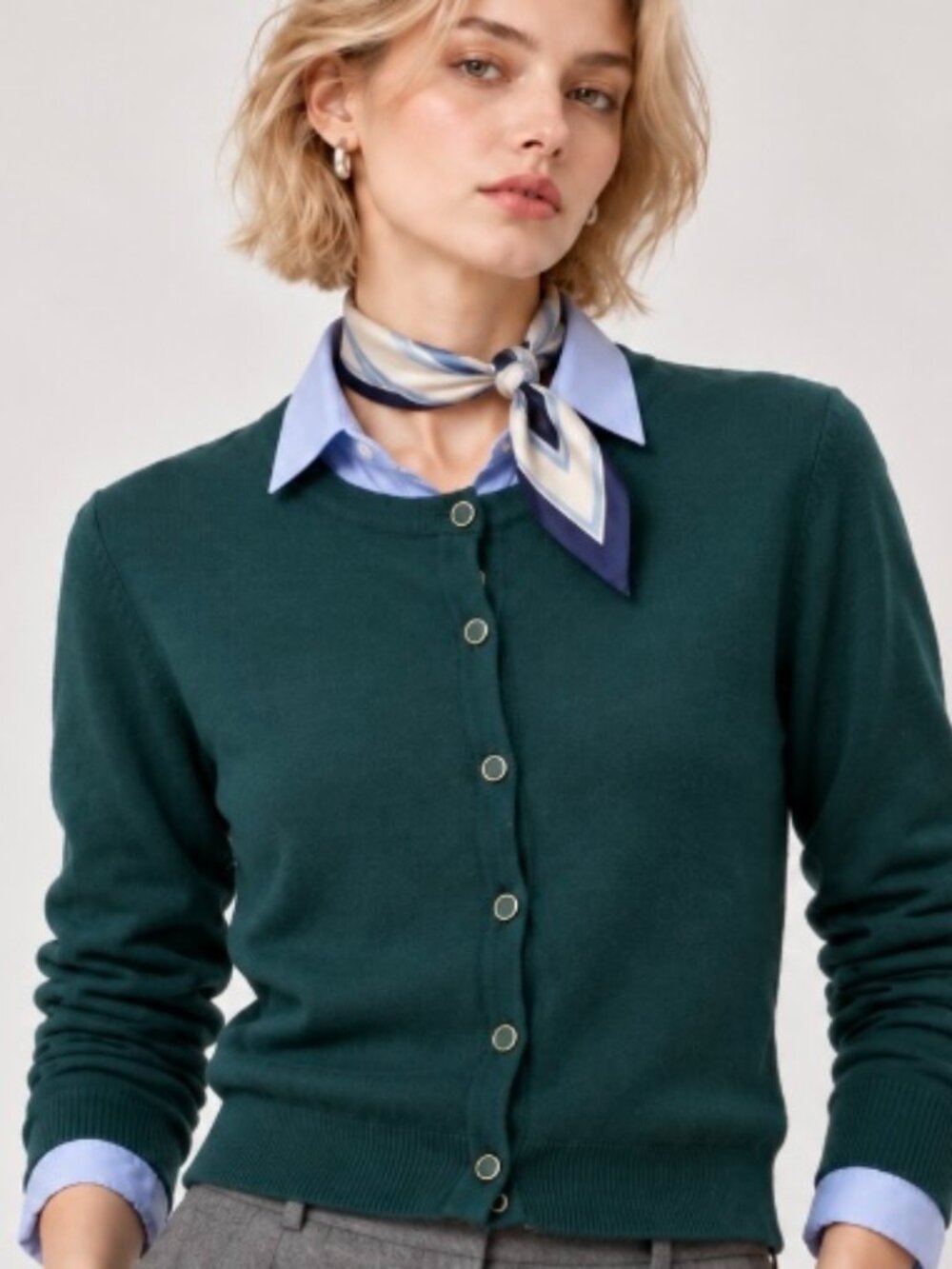 Cable & Gauge deep teal button-down cardigan size L preppy office casual